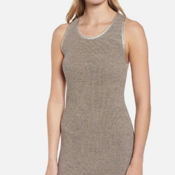 JAMES PERSE Taupe Ribbed Racerback Tank Midi Dress Size 1 / Small $245 - Picture 2 of 8